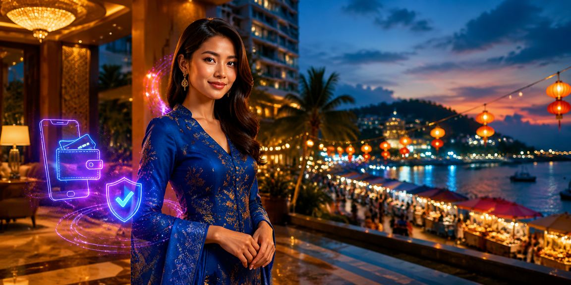 Pemain wanita Malaysia berbaju kurung menggunakan platform kasino langsung 9th pada peranti mudah alih